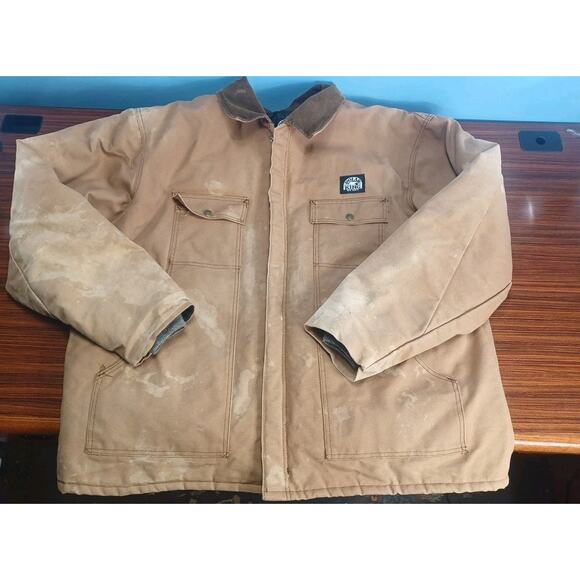 VTG Polar King Duck Canvas Work Jacket Brown Quilted Talon Zip USA Faded 3XL - Picture 14 of 16